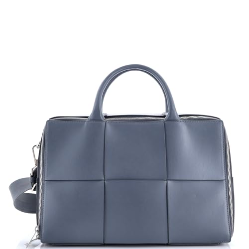 Pre-Loved Arco Briefcase Maxi Intrecciato Leather Medium, Blue