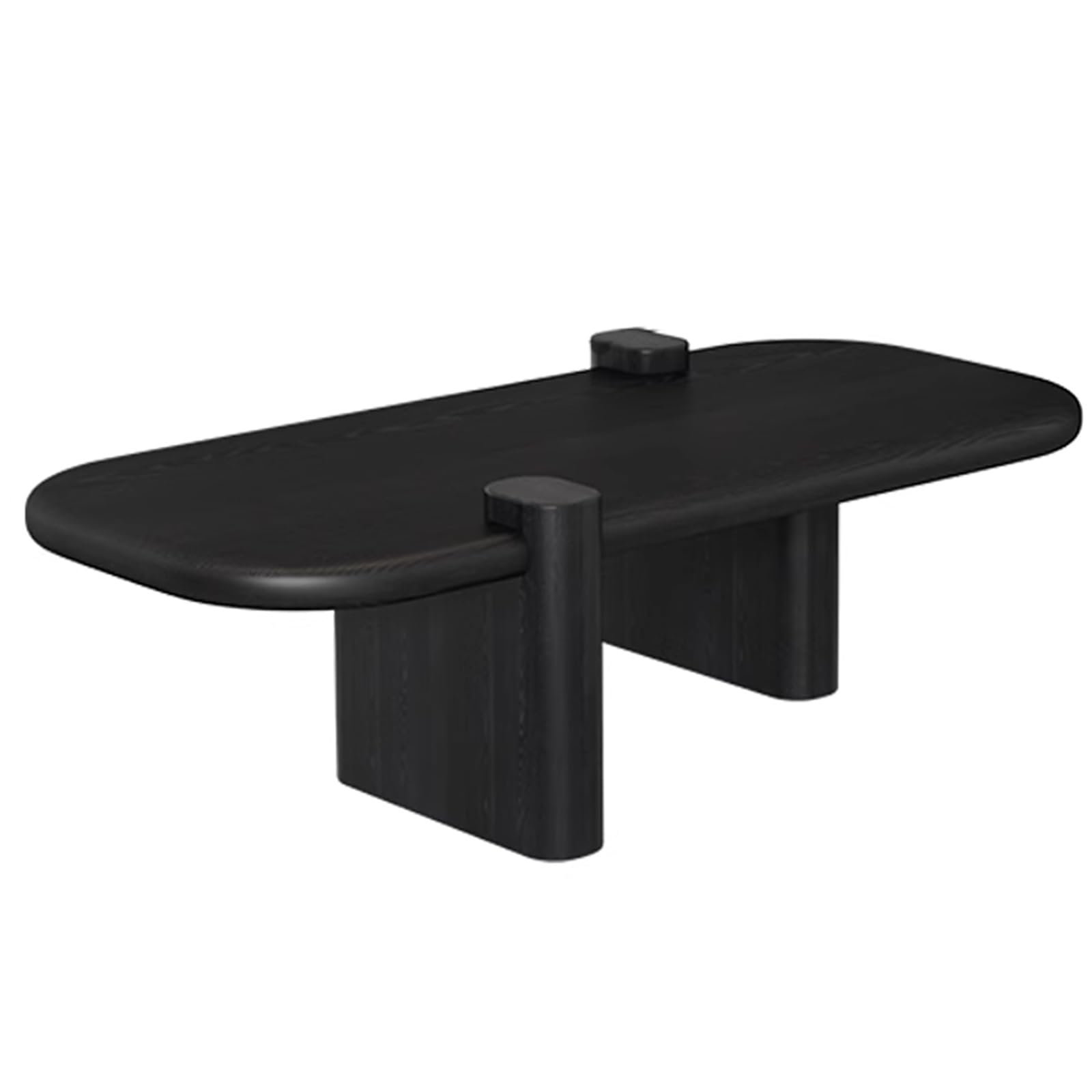 Stolik Kawowy Owalny Styl Vintage Drewno Sosnowe Stół do Salonu Szeroki Blat Zaokrąglone Rogi Wygodna Wysokość Stolik Pomocniczy do Salonu, Biura(Black,100x55x45cm)