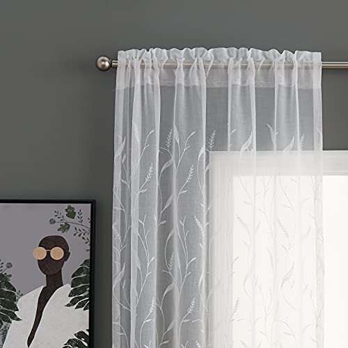 Btfortune CS5 White Sheer Curtains 108 Inches Long thumb #1