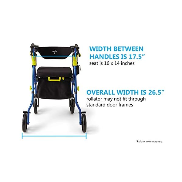 Medline Premium Empower Rollator Walker with Seat, Folding Rolling