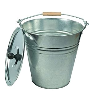 HRB Zinkemmer asemmer met deksel, verschillende maten (10 liter), ideale uitbreiding voor open haard, emmer voor het bewaren van warme en koude as