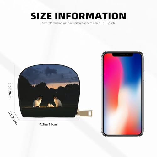 Felines at Twilight Print Credit Card Holder, PU Leather Small Card Bag Wallets with Zipper for Women Men id Business Card3