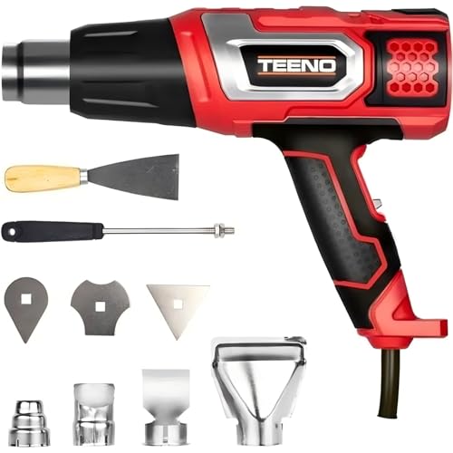 TEENO Pistola de Aire Caliente 2000W Temperatura Ajustable 80℃-600℃ Decapadora con 8 accesorios