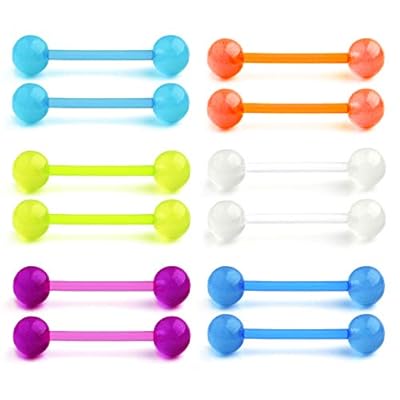 incaton 14G 16mm Brillan en la Oscuridad Flexible Resplandecer Acrílico Pezón Anillos de la Lengua Anticipo Derecho Piercing de Barra 12PCS | Ya disponible en tu tienda friki favorita! En mundofriki.es!