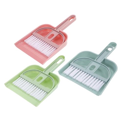 minkissy 3Sets Mini Desktop Broom and Dustpan Handheld for Portable Durable for Home Desk Table and Pet Areas Hollow Mesh Design for Efficient Debris