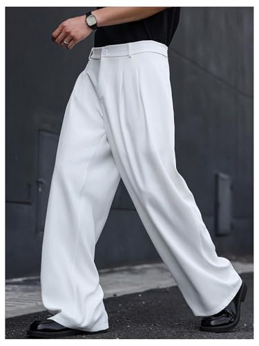 Floerns Men's Wide Leg Pleated Pants Business Work Baggy Dress Pants Trousers2