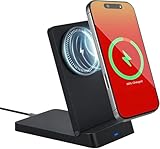 Wireless Charger Stand 15W Fast Qi Charger, Foldable Phone Dock with LED Indicator, Case-Friendly Vertical Charger for iPhone 17/16/15/14/13/12 Series & Samsung Galaxy S25/S24/S23/S22