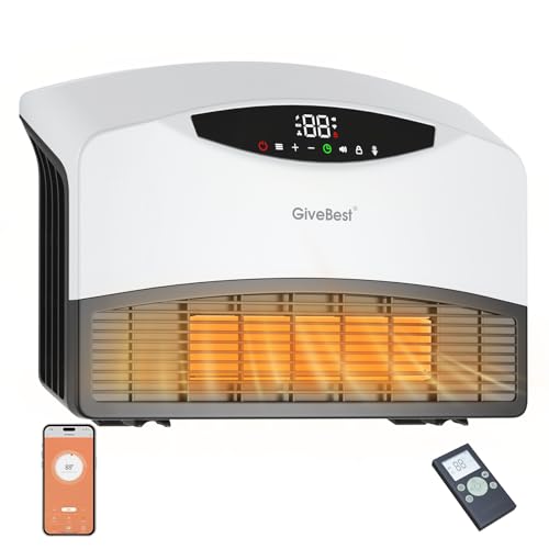 GiveBest Electric Wall Heater with WiFi and Remote Control, Floor or Wall Mounted Heater, Large Room Coverage, 3 Heating Modes, 1500W Fast Heating Space with Thermostat for Indoor Room Use, White