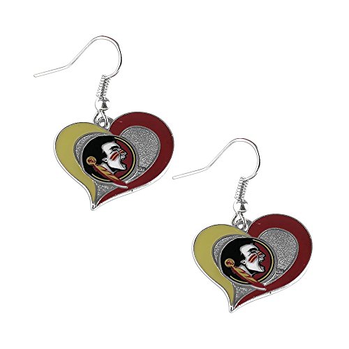 Aminco International Florida State Seminoles Swirl Heart Dangle Logo Earring Set Charm Gift