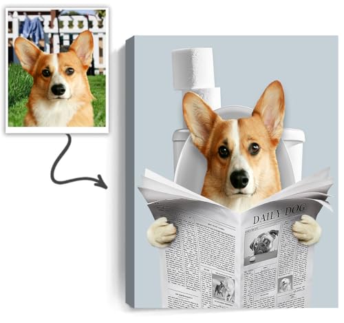 Custom Pet Portrait: Dog on Toilet Wall Art
