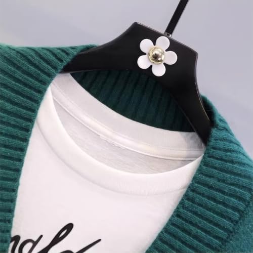 Image of ebossy Women's Cute Alpha Embroidery Cable Knit Cardigans Horn Button Sheep V Neck Slouchy Sweater Coat