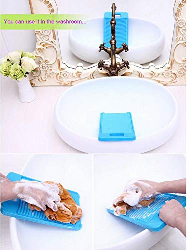 Image of Washing board mini washboards plastic wash board for baby cloth small Items cloth diapeers used in bathroom sink small basin lightweight travelling small size(blue)