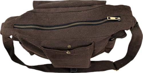 Image of Rough Canvas Cotton Messenger Sling Bag, (32x23x10cm, 7.5L) Medium Size. Patching with Elephant Design