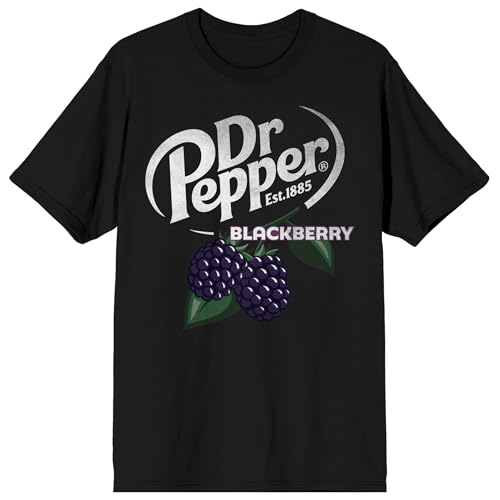 Dr. Pepper BlackBerry Logo Adult Black Crew Neck Short Sleeve T-Shirt