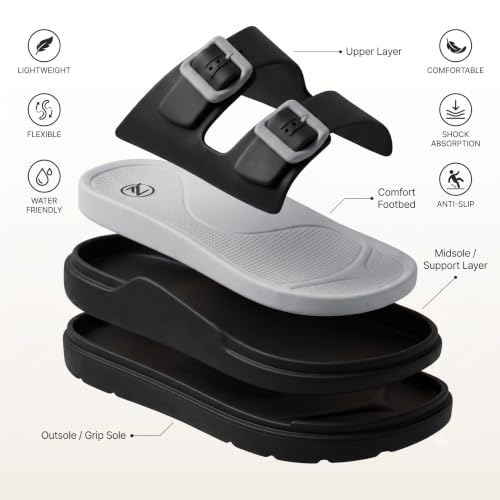 Image of ZELYA Men's Double Buckle Comfort Slide Sandals