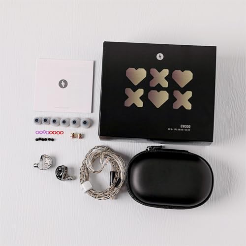 Image of Linsoul SIMGOT EW300 1DD+1Planar+1PZT Hybrid Driver in Ear Monitor, Wired Earbuds IEM, Gaming Earbuds with Detachable Nozzles, Silver-Plated OFC IEM Cable for Audiophile Musician (Standard Edition)