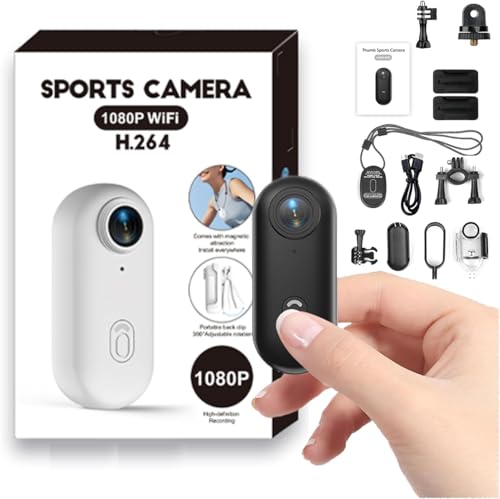 Winnes Mini Caméra Sport WiFi 1080P Caméra d’Action Miniature Étanche IP68 avec Grand Angle 120°Camera Sport Batterie 800 mAh, Camera Casque Vélo Ski...