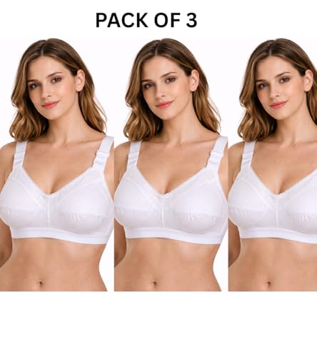 Image of Women Cotton Bra, Soft Breathable Non-Padded Everyday Comfort Bra
