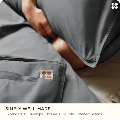 Image of Bedsure Cooling Duvet Cover Queen Size, Cotton & Viscose Derived from Bamboo Duvet Cover Set, PureWoven Ultra-Soft, Breathable & Lightweight Home Bedding for All Seasons (Dark Grey,90 inchx90 inch)