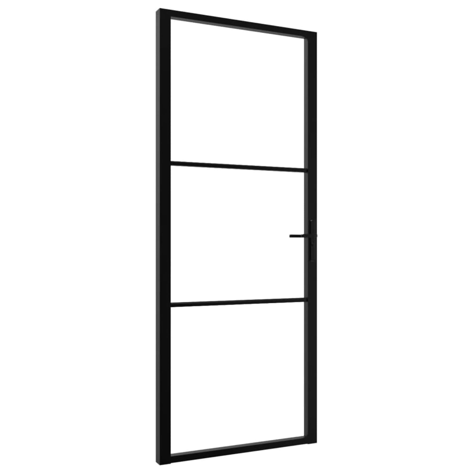 Homgoday Innentür Glastür Zimmertür Komplettset Tür mit Griff Drehtür Wohnungstür Modernes Design Bürotür Einzeltür mit Montagezubehör ESG Glas und Aluminium 83x201,5 cm Schwarz
