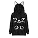 Produktbild TOPKEAL Damen Cartoon Drucken Sweatjacke Langarm Mantel Katzenohren Hoodies Pulli Sweatshirt Pullover Steppjacke Kapuzenpullover Jacke Tops (Schwarz, XL)