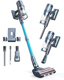 MIUZZY Aspirapolvere Senza Fili 35KPa, Aspirapolvere 60 minuti di Autonomia/2.5H Ricarica Veloce, 1,5L Scopa Elettrica con Modalità Tappeto, Antigroviglio, per Pavimenti/Tappeti/Capelli - M244 Blu