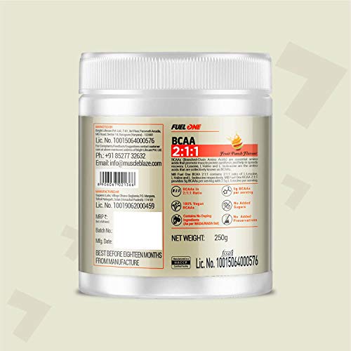 Image of MuscleBlaze Fuel One Whey Protein, Chocolate, 1 kg / 2.2 lb with BCAA, Fruit Punch, 250 g / 0.55 lb (Combo Pack)