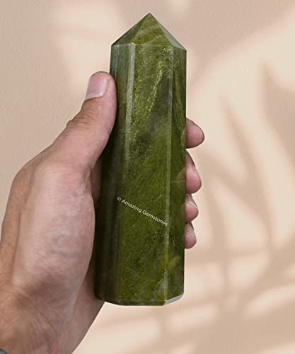 Image of Amazing Gemstone Large Vesuvianite Crystal Towers ~ Natural Healing Crystal Point Obelisk for Reiki Healing and Crystal Grid (5.5 to 6 INCH)
