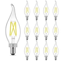 VATION LIGHTING Dimmable E12 Candelabra LED Bulbs 60 Watt Incandescent Equivalent，5000K Daylight 500 Lumens, CRI 90+, CA11 Vintage Ceiling Fan Light Bulbs with Flame Tip, 12 Pack