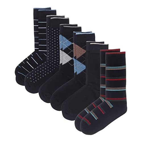 6 pair Pack Navy Multi Combo. Men's Cotton Socks