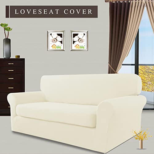 Image of Easy-Going 2 Pieces Stretch Loveseat Couch Sofa Slipcover Washable