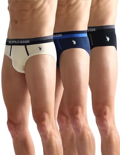 Image of U.S. Polo ASSN. Mens OET07 Dual Tone Cotton Stretch Underwear Briefs - Pack of 3