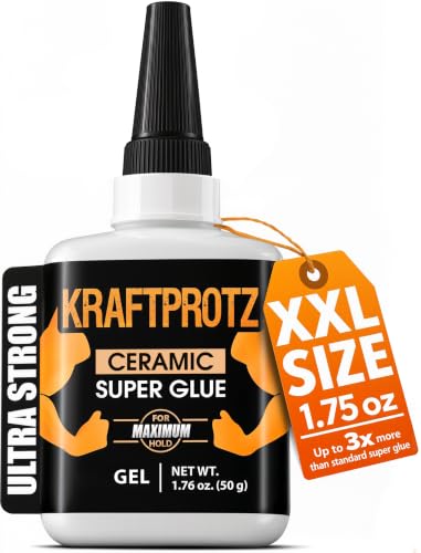 Ceramic Super Glue Gel 1.75 oz XXL for Porcelain Pottery China & Stoneware No-Drip Dries Clear Waterproof & Shock-Resistant Cyanoacrylate