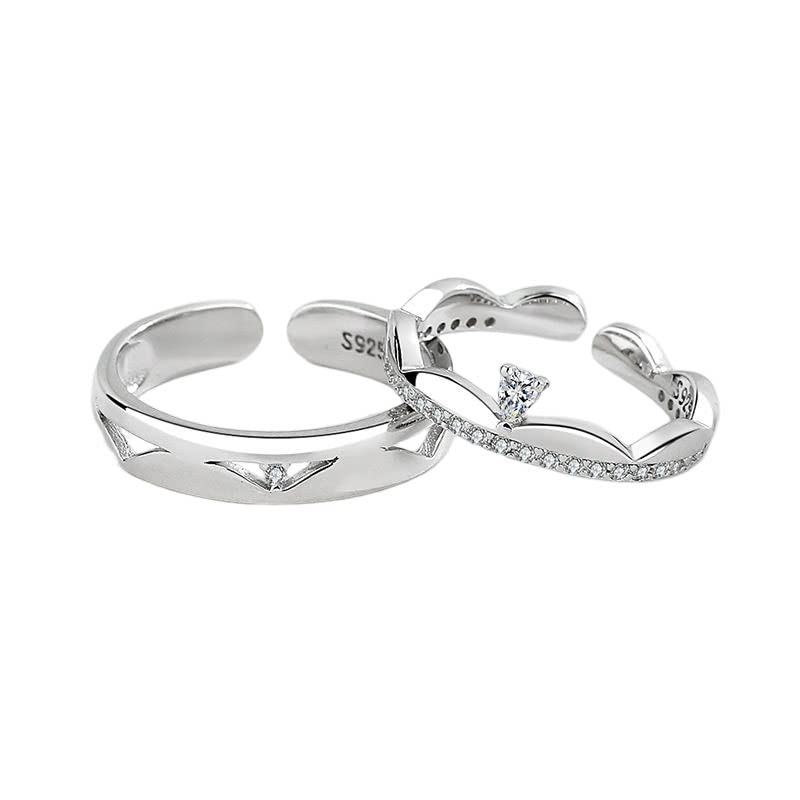 jin yu jia yuan S925 sterling silver open ring princess and knight couple ring (opening adjustable, women's)