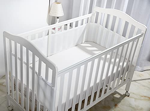 Roseas Tour de lit Blanc en Maille Respirant bébé Berceau Fille garçon