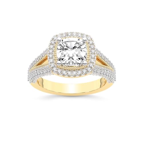 FRIENDLY DIAMONDS Lab Grown Diamond Engagement Ring For Women 0.50 Carat - 6 Carat IGI Certified | In 14K Or 18K in White, Yellow Or Rose Gold |Opulenté Antique Halo Diamond Ring | FG-VS1-VS2 Quality2