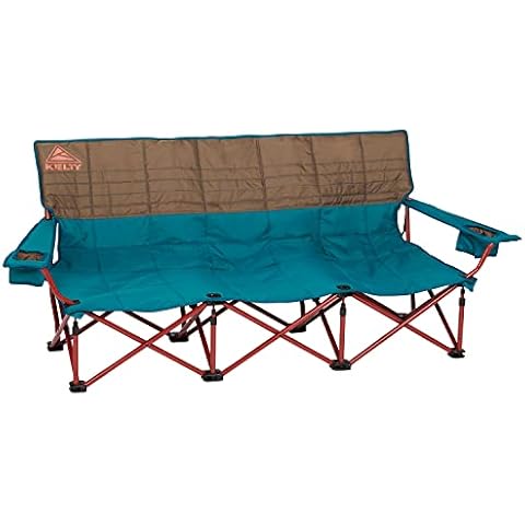 Kelty Lowdown Couch - 3 Person Capacity Camping Chair, Extra Large and Sturdy Bench for Campsites, Soccer Games, and Backyard Parties, with Cup Holders|Arm Rest, Polyester, Deep Lake/Fallen Rock Cover