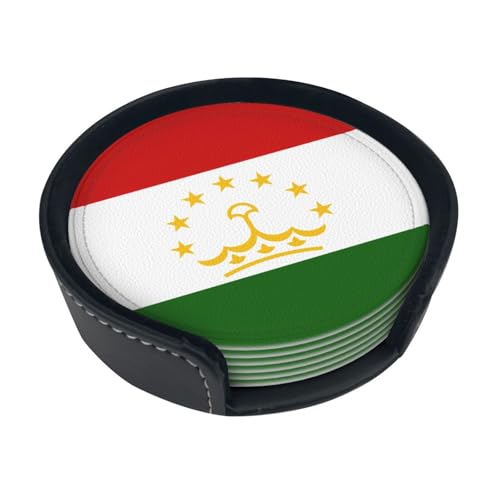 Lot de 6 sous-verres de style classique avec drapeau du Tadjikistan - Convient pour les types de tasses