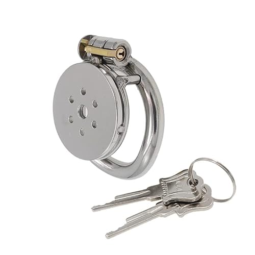 Flat Chastity Cage Metal Male Chastity Device Dark Lock Design Steel Penis Cage for Men BDSM Bondage Penis Cage Sex Toys for Couples (55mm/2.16in)