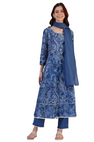 Image of W for Woman Orange Abstract Printed Tiered Spaghetti Kurta and Leggings Set with Dupatta