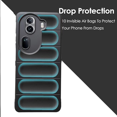 Image of A rtistque Liquid Silicone Stripes Back Cover Case for Oppo Reno 11 Pro 5G | with Camera Protection | with Inner Fabric | Anti Slip Grip | AirBag Case - Black