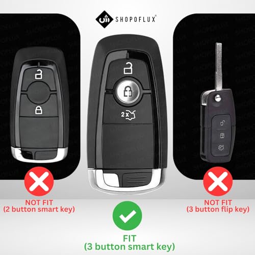 Image of SHOPOFLUX Metal Key Cover Pack 2 Compatible for Endeavour | Figo | Aspire | Freestyle Titanium 3 Button Smart Key - Black