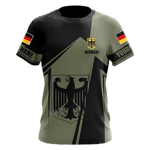 YuanDiann 2024 Europäisch Fußballpokal Deutschland Fans Jubeln Sport Casual Herren Damen Nationalflaggendruck Kurzarm Rundhals Atmungsaktiv Schnell Trocknend Fanshirt 19# L