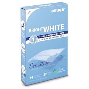 Onuge Bright White Teeth Whitening Strips Sensitive Bleaching Strips voor zachte tanden, zonder peroxide (voor gevoelige tanden, 28 strips/14 dagen)