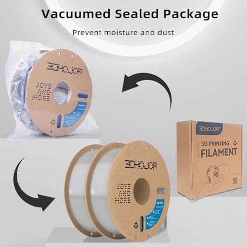 Image of 3DHoJor Update Basic PETG Filament 1.75mm 3D Printing Filament 1kg*2 Bundle Spool 3D Filament 1.75mm Dimensional Accuracy + /- 0.03mm Non Tangling Non Clogging,Print with Most 3D Printers-2Pack Clear