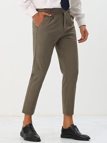 Lars Amadeus Checked Dress Pants for Men's Expandable Waist Pleated Formal Plaid Pants2