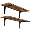 Hoobro floating wall shelves 154 inch floating shelves set of 2 wall mounted shelf storage shelves with metal brackets for living room bedroom study bathroom rustic brown and black bf42bjp201  urban country home decor