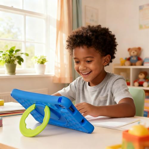 Image of Kids Tablet, 10.1 inch Android Tablet, 12GB+64GB, 1TB Expandable, 5G WiFi 6, BT 5.0, Quad-Core, 6000mAh, Dual Camera, AWAWA Parental Control Mode, Blue Light Eye Protection Screen with Case.