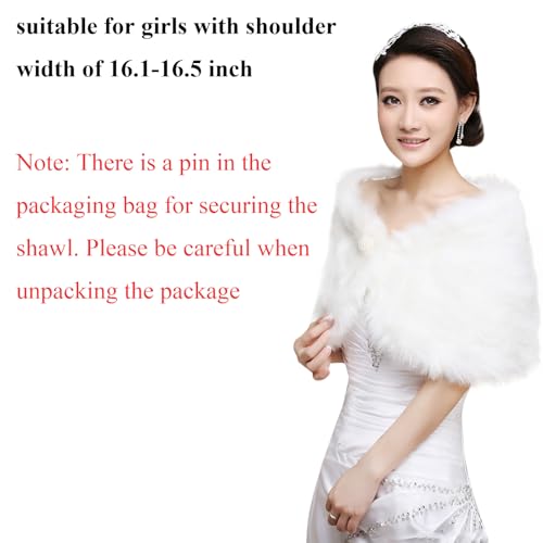 PENINSULA LOVE Girls Faux Fur Shawl Wrap 1920s Bridal Wedding Scarf Stoles Winter Sleeveless Cover Up Shoulder Wrap2