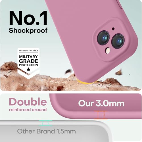 Image of LOVE 3000 Compatible with iPhone 15 Case, [Smooth Silicone Full Coverage Camera] [8ft Drop Protection], Soft Microfiber Lining Full Body Protective Case for iPhone 15 6.1 inch - Lavender Purple